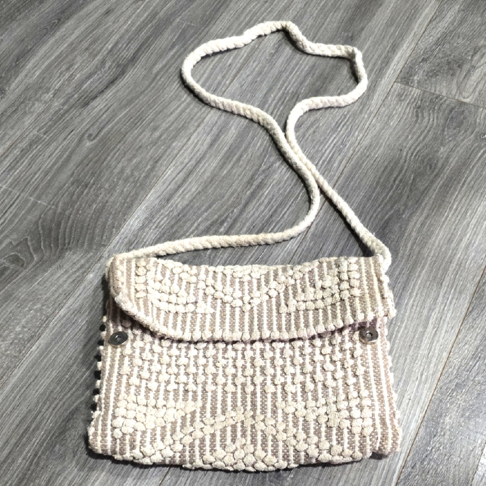 Love Stitch Cream Crossbody Bag with Textured Design